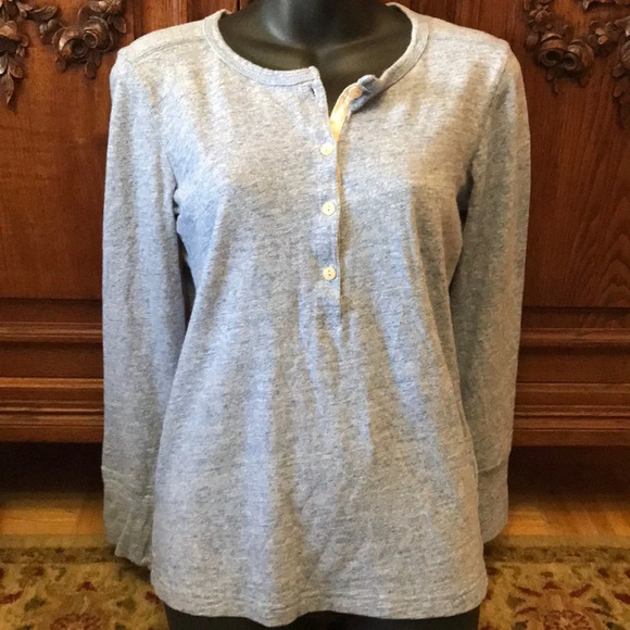 J. Crew interlock cotton Henley top blue S - Picture 3 of 6